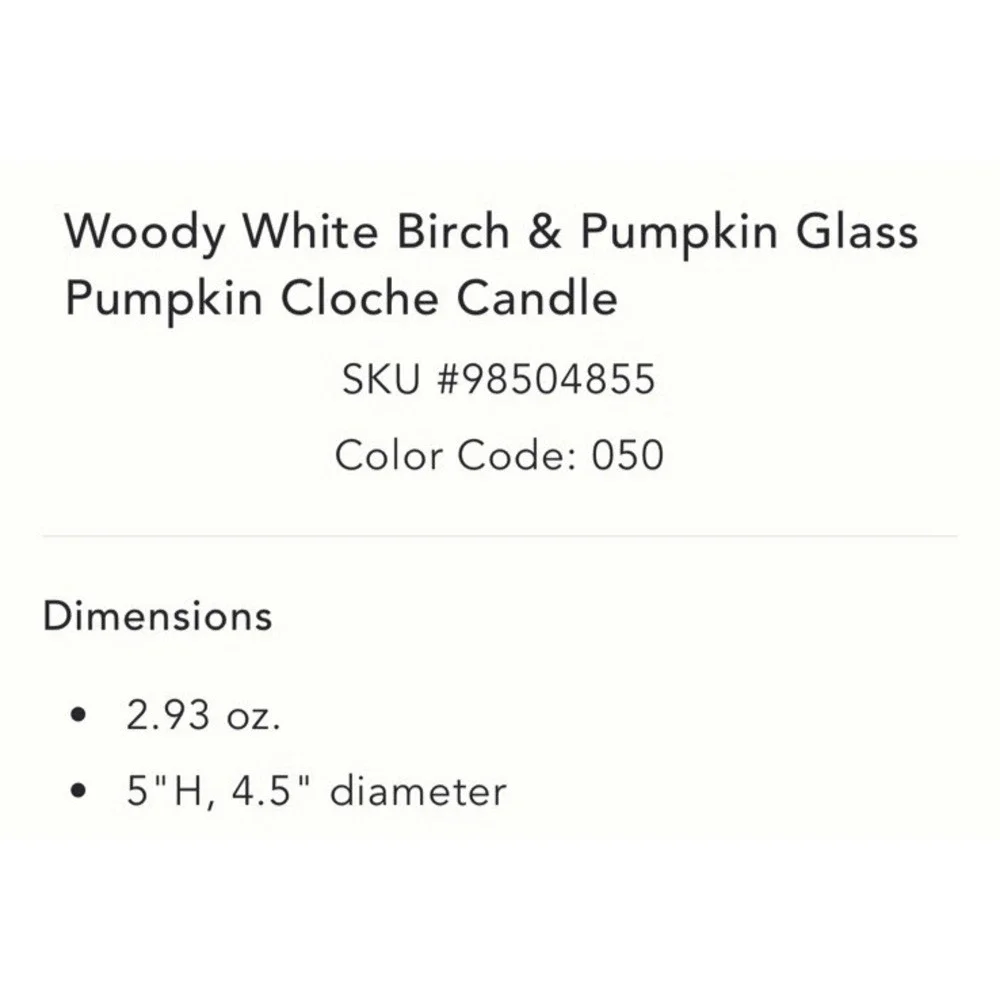 Anthropologie‎ Amber Cloche Candle Woods Pumpkin Cinnamon Scent Fall Autumn Gift